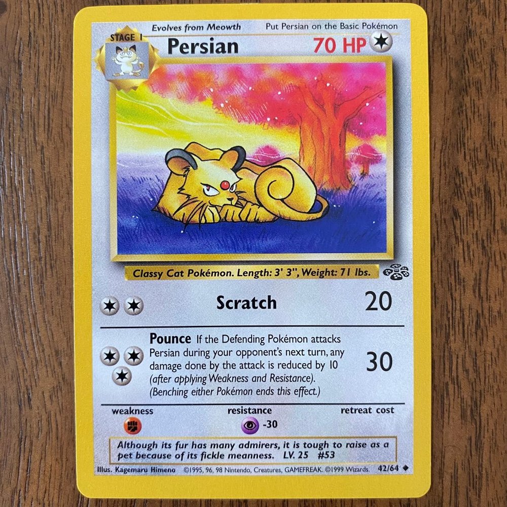 Pokemon Persian, Stage 1, Jungle Set, 42/64, Uncommon